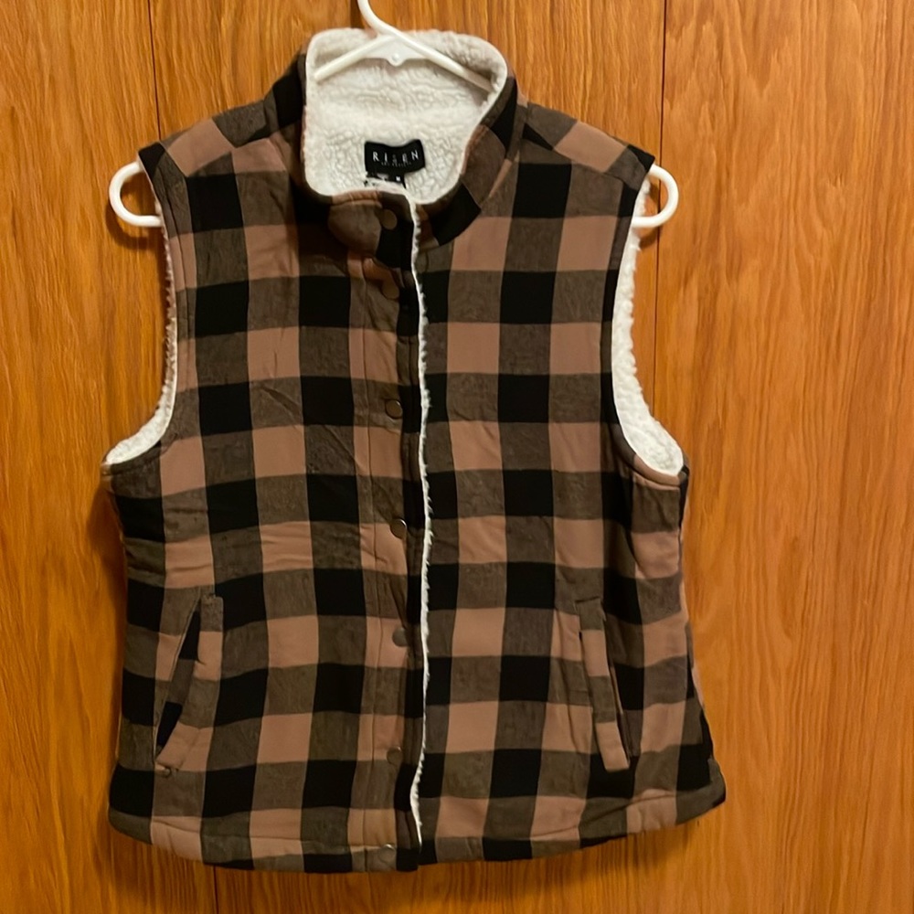 Fleece lined plaid vest